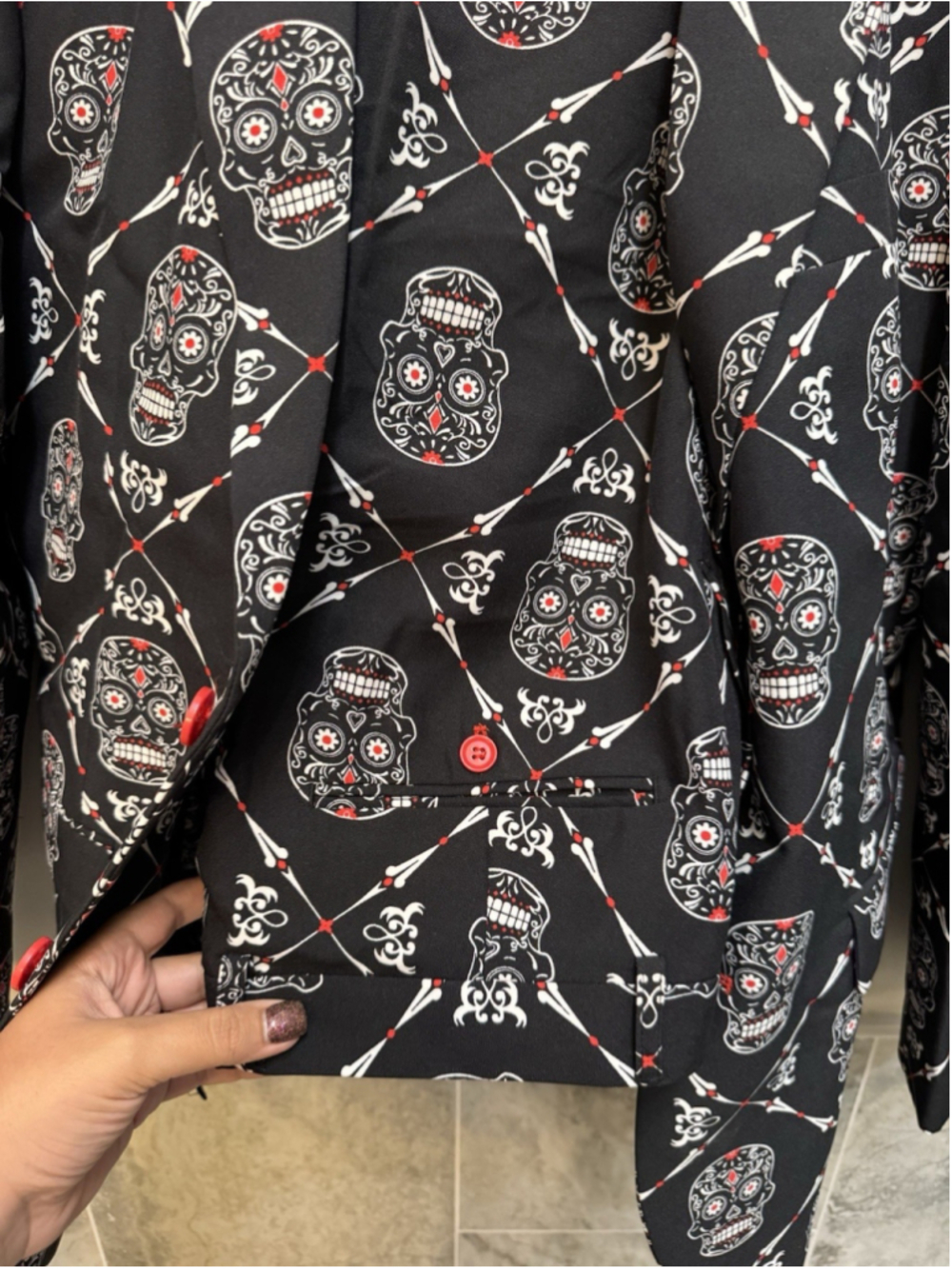 OppoSuits 2 Piece Jacket & Pant Mens 42 Black Haunting Hombre Dia De los Muertos - Picture 6 of 7